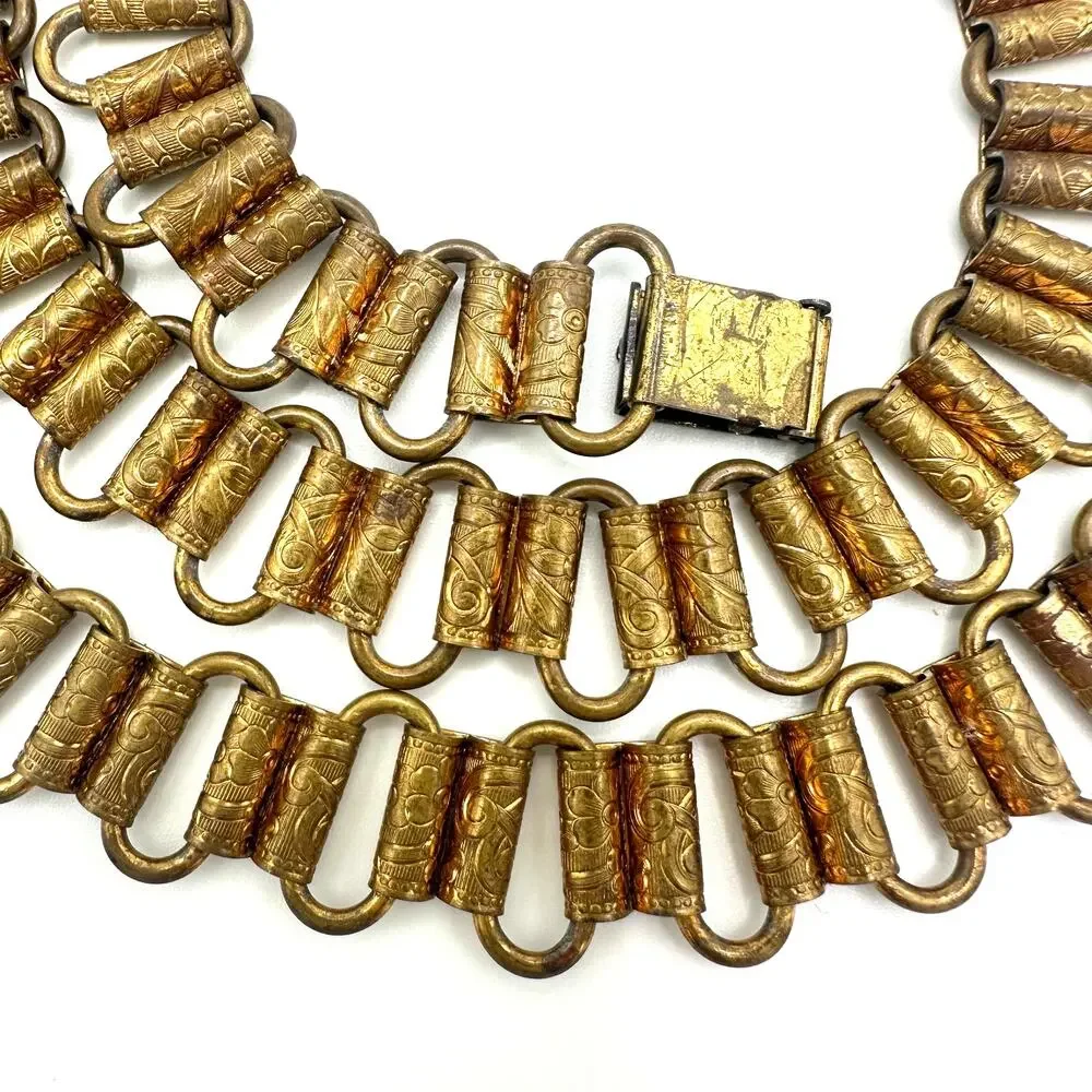 Antique Art Deco Victorian Revival gold tone brass 32.25
